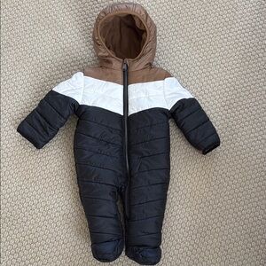 Kids One Piece Snowsuit - Black, White, and Brown